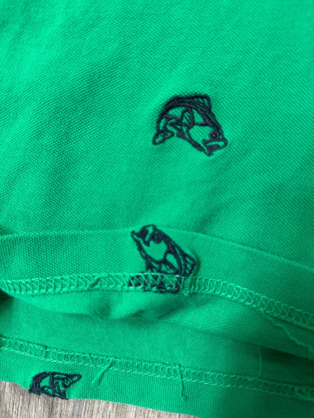 Chaps Green Polo With Navy Blue Bass Fish Embroidered Medium Golf Spring - Picture 6 of 8